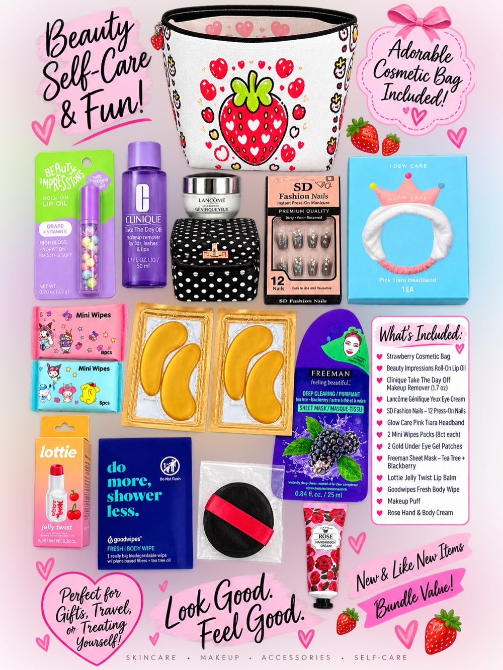🍓 Beauty & Self-Care Strawberry Cosmetic Bag BNDL! 🍓
